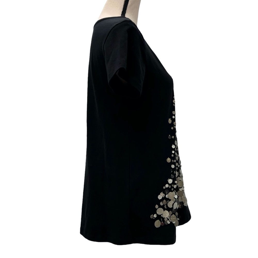 BUI DE BARBARA BUI EMBELLISHED BLACK TUNIC COTTON T SHIRT W SEQUINS & PAILLETTES - Picture 8 of 16